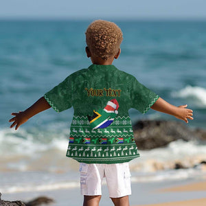 Personalised South Africa Christmas Kid Hawaiian Shirt Cool Santa Claus With South African Map