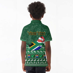 Personalised South Africa Christmas Kid Polo Shirt Cool Santa Claus With South African Map