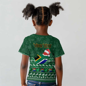 Personalised South Africa Christmas Kid T shirt Cool Santa Claus With South African Map