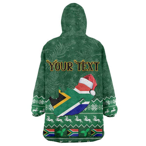 Personalised South Africa Christmas KId Wearable Blanket Hoodie Cool Santa Claus With South African Map