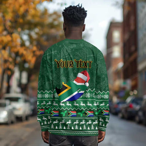 Personalised South Africa Christmas Long Sleeve Shirt Cool Santa Claus With South African Map LT14