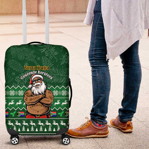 Personalised South Africa Christmas Luggage Cover Cool Santa Claus With South African Map