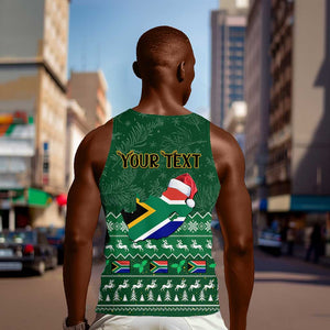 Personalised South Africa Christmas Men Tank Top Cool Santa Claus With South African Map