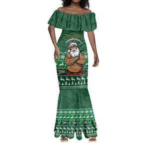 Personalised South Africa Christmas Mermaid Dress Cool Santa Claus With South African Map