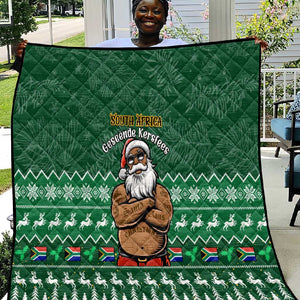 Personalised South Africa Christmas Quilt Cool Santa Claus With South African Map