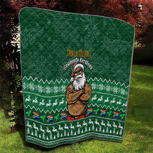 Personalised South Africa Christmas Quilt Cool Santa Claus With South African Map