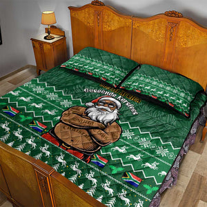 Personalised South Africa Christmas Quilt Bed Set Cool Santa Claus With South African Map