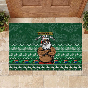 Personalised South Africa Christmas Rubber Doormat Cool Santa Claus With South African Map