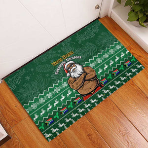 Personalised South Africa Christmas Rubber Doormat Cool Santa Claus With South African Map