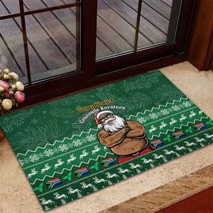 Personalised South Africa Christmas Rubber Doormat Cool Santa Claus With South African Map