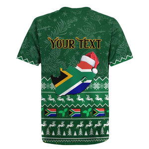 Personalised South Africa Christmas Rugby Jersey Cool Santa Claus With South African Map