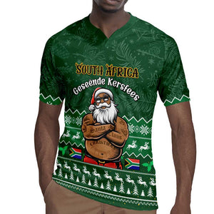 Personalised South Africa Christmas Rugby Jersey Cool Santa Claus With South African Map