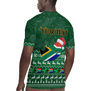 Personalised South Africa Christmas Rugby Jersey Cool Santa Claus With South African Map