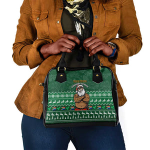 Personalised South Africa Christmas Shoulder Handbag Cool Santa Claus With South African Map