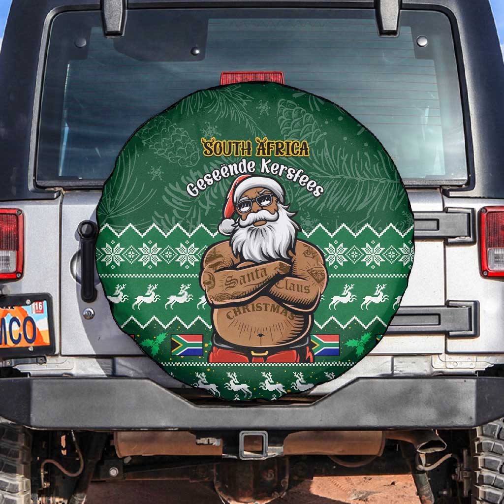 Personalised South Africa Christmas Spare Tire Cover Cool Santa Claus With South African Map