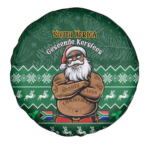 Personalised South Africa Christmas Spare Tire Cover Cool Santa Claus With South African Map