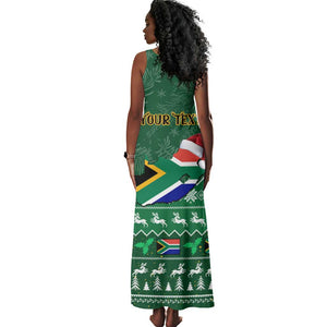 Personalised South Africa Christmas Tank Maxi Dress Cool Santa Claus With South African Map