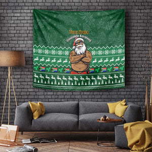 Personalised South Africa Christmas Tapestry Cool Santa Claus With South African Map