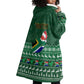 Personalised South Africa Christmas Wearable Blanket Hoodie Cool Santa Claus With South African Map