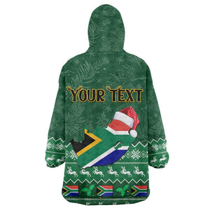 Personalised South Africa Christmas Wearable Blanket Hoodie Cool Santa Claus With South African Map