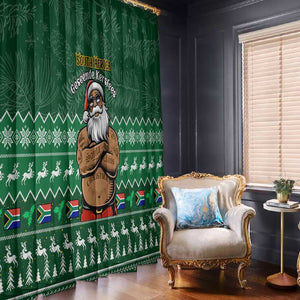 Personalised South Africa Christmas Window Curtain Cool Santa Claus With South African Map