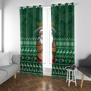 Personalised South Africa Christmas Window Curtain Cool Santa Claus With South African Map