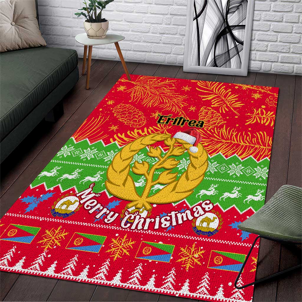 Personalised Eritrea Christmas Area Rug Eritrean Olive Santa Claus Merry Xmas