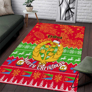 Personalised Eritrea Christmas Area Rug Eritrean Olive Santa Claus Merry Xmas