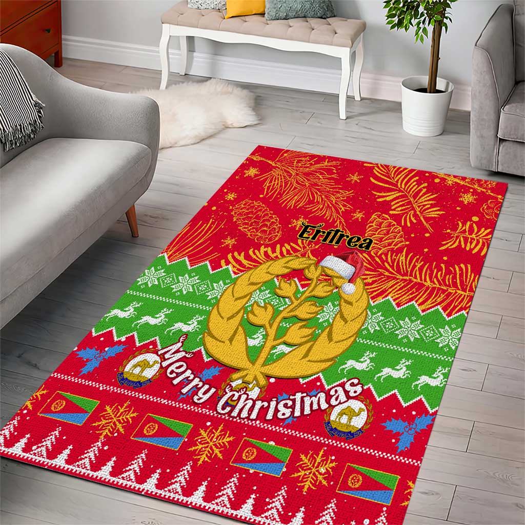 Personalised Eritrea Christmas Area Rug Eritrean Olive Santa Claus Merry Xmas