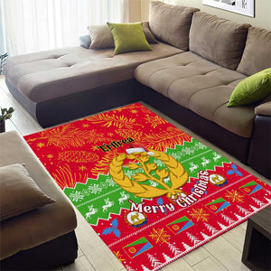 Personalised Eritrea Christmas Area Rug Eritrean Olive Santa Claus Merry Xmas