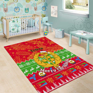 Personalised Eritrea Christmas Area Rug Eritrean Olive Santa Claus Merry Xmas