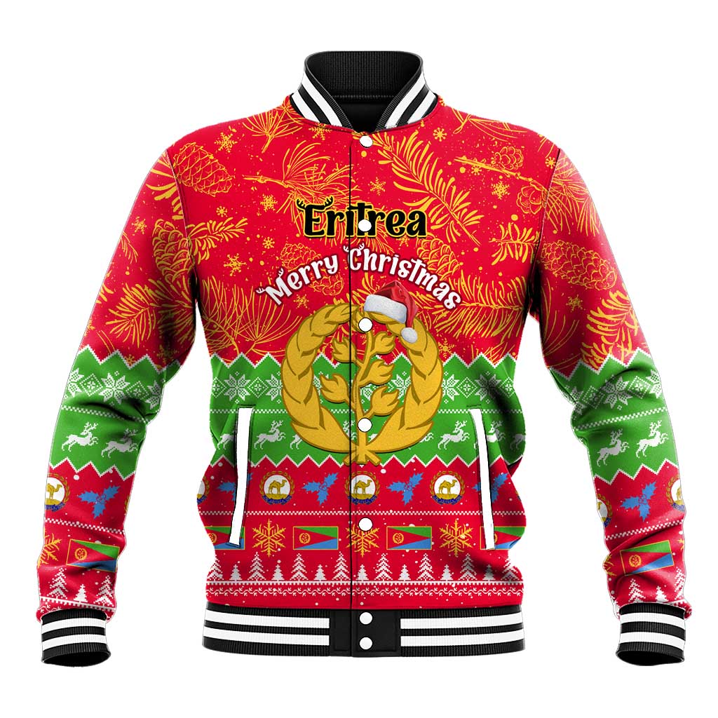 Personalised Eritrea Christmas Baseball Jacket Eritrean Olive Santa Claus Merry Xmas LT14