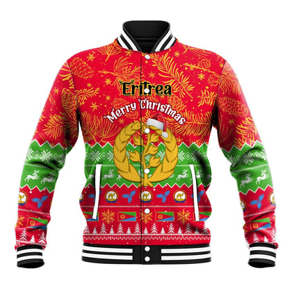 Personalised Eritrea Christmas Baseball Jacket Eritrean Olive Santa Claus Merry Xmas LT14
