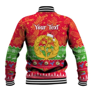 Personalised Eritrea Christmas Baseball Jacket Eritrean Olive Santa Claus Merry Xmas LT14