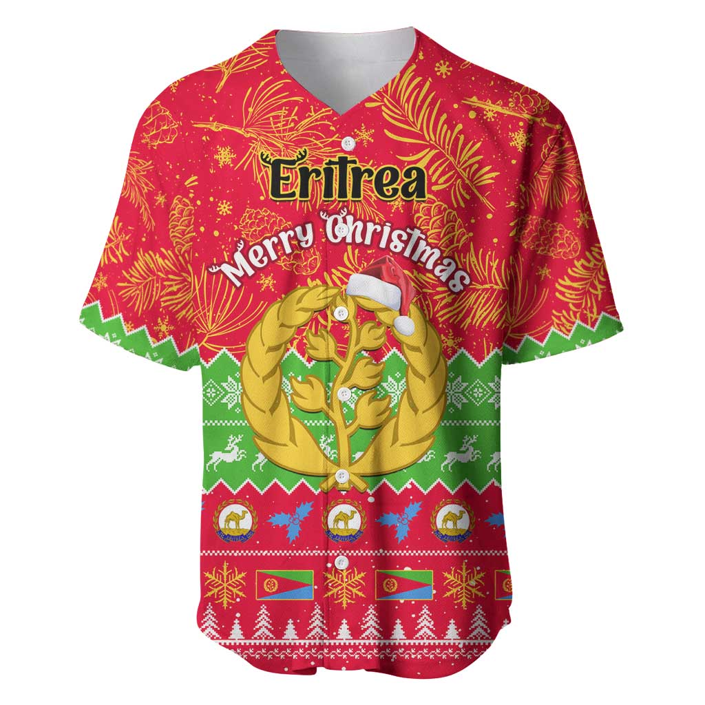 Personalised Eritrea Christmas Baseball Jersey Eritrean Olive Santa Claus Merry Xmas