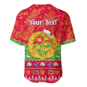 Personalised Eritrea Christmas Baseball Jersey Eritrean Olive Santa Claus Merry Xmas