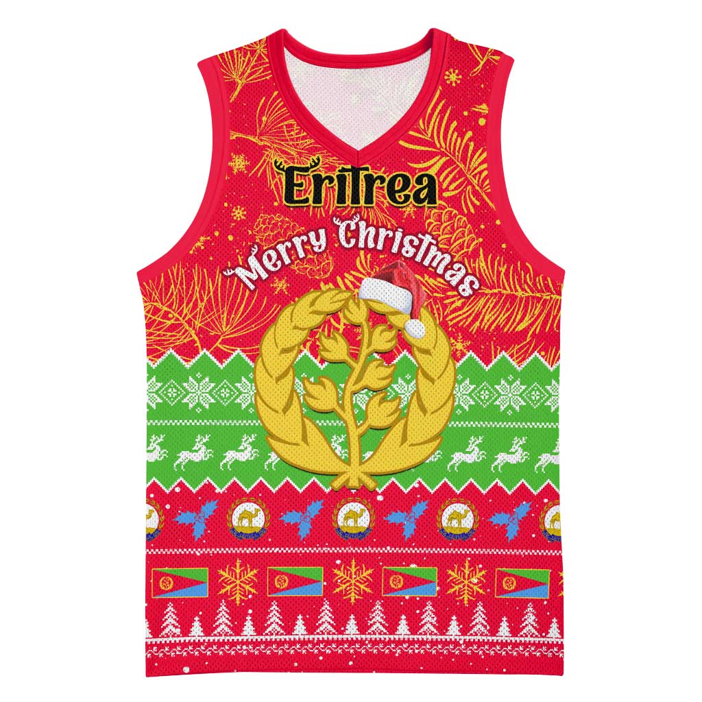 Personalised Eritrea Christmas Basketball Jersey Eritrean Olive Santa Claus Merry Xmas LT14