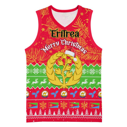 Personalised Eritrea Christmas Basketball Jersey Eritrean Olive Santa Claus Merry Xmas LT14