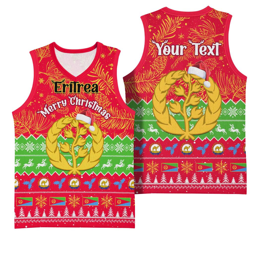 Personalised Eritrea Christmas Basketball Jersey Eritrean Olive Santa Claus Merry Xmas LT14