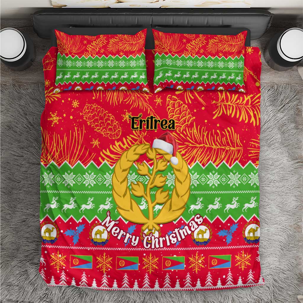 Personalised Eritrea Christmas Bedding Set Eritrean Olive Santa Claus Merry Xmas