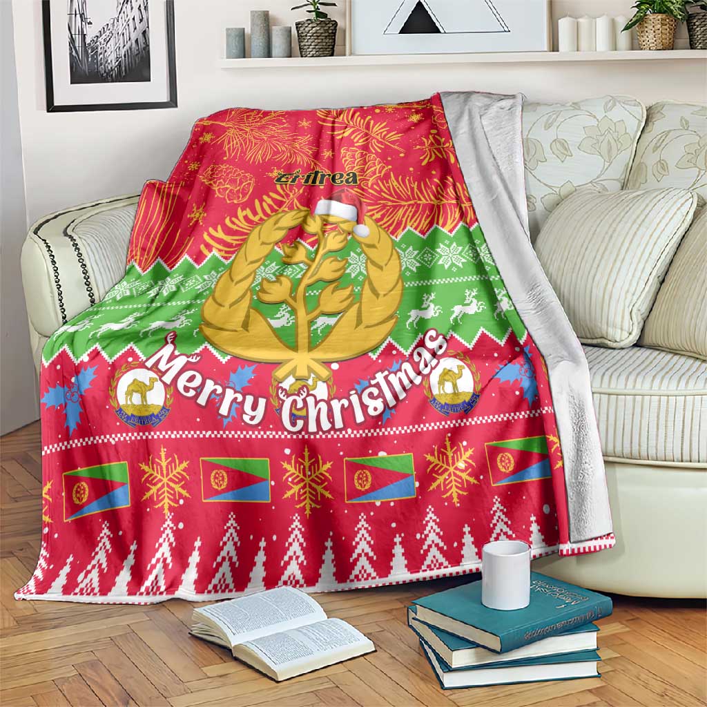 Personalised Eritrea Christmas Blanket Eritrean Olive Santa Claus Merry Xmas