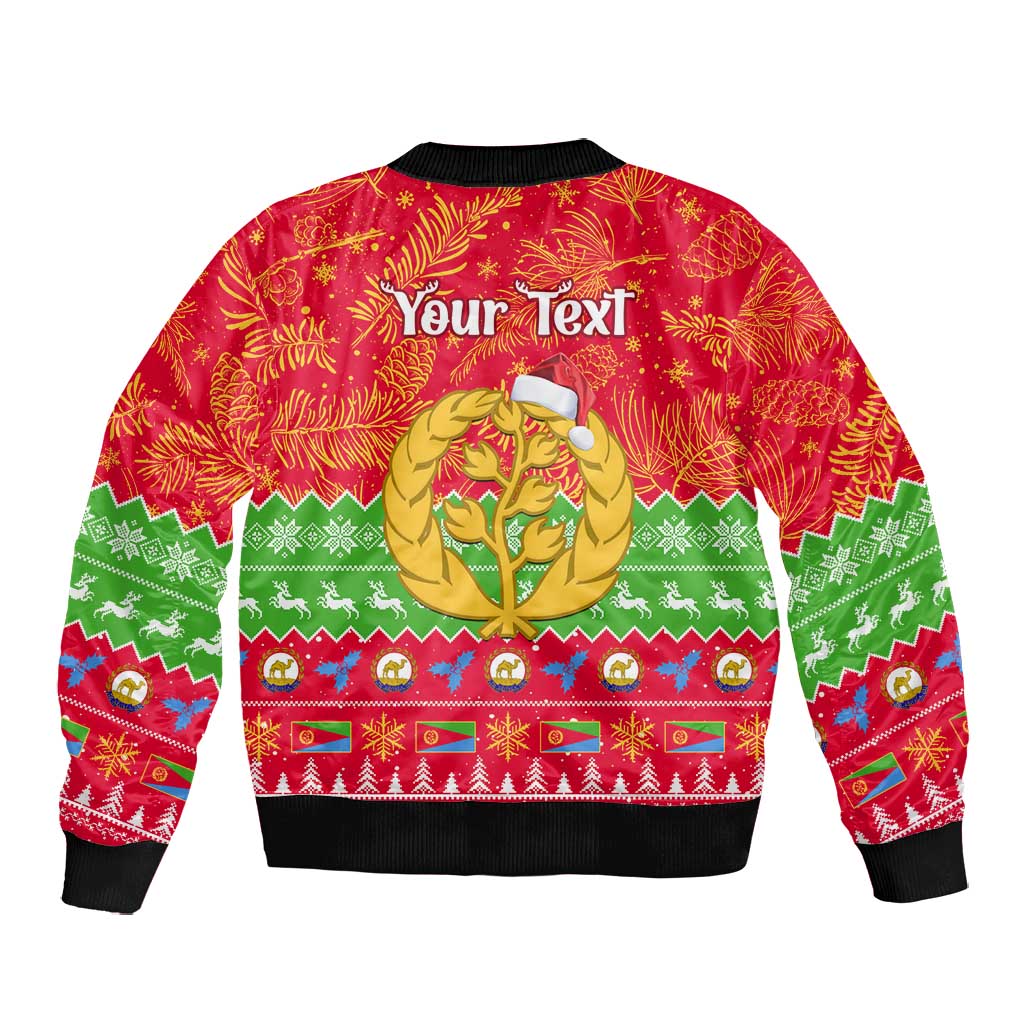 Personalised Eritrea Christmas Bomber Jacket Eritrean Olive Santa Claus Merry Xmas
