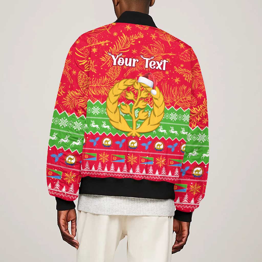 Personalised Eritrea Christmas Bomber Jacket Eritrean Olive Santa Claus Merry Xmas