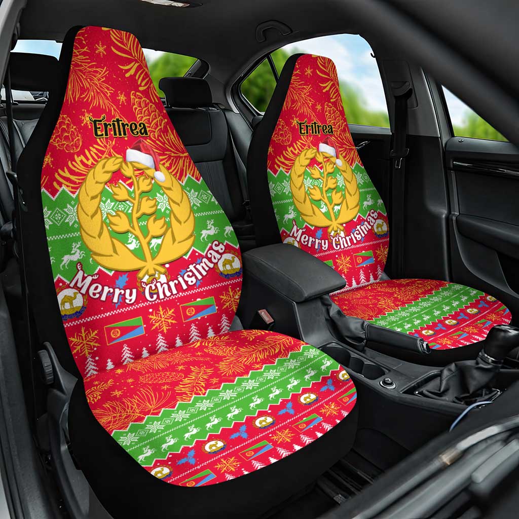 Personalised Eritrea Christmas Car Seat Cover Eritrean Olive Santa Claus Merry Xmas