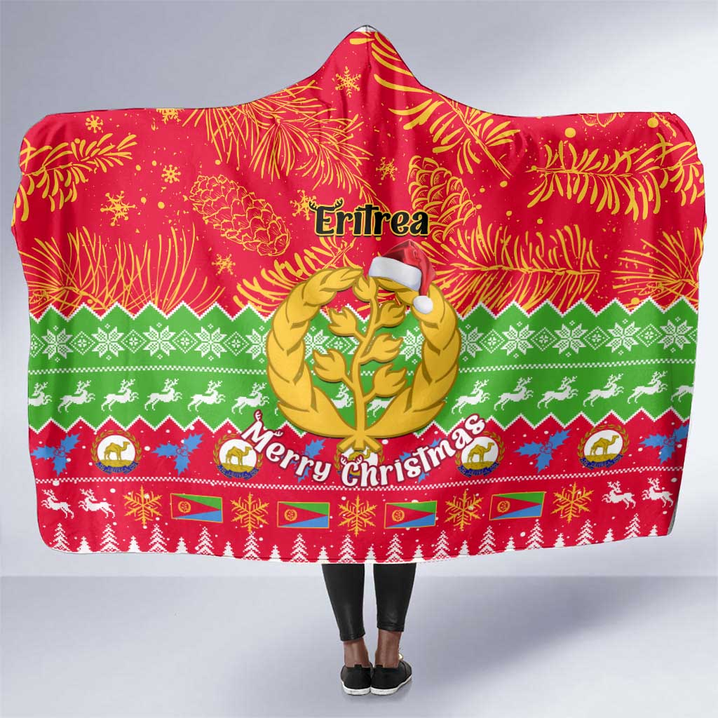 Personalised Eritrea Christmas Hooded Blanket Eritrean Olive Santa Claus Merry Xmas