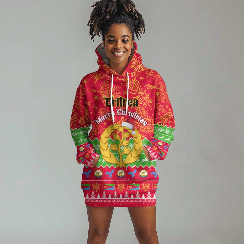 Personalised Eritrea Christmas Hoodie Dress Eritrean Olive Santa Claus Merry Xmas