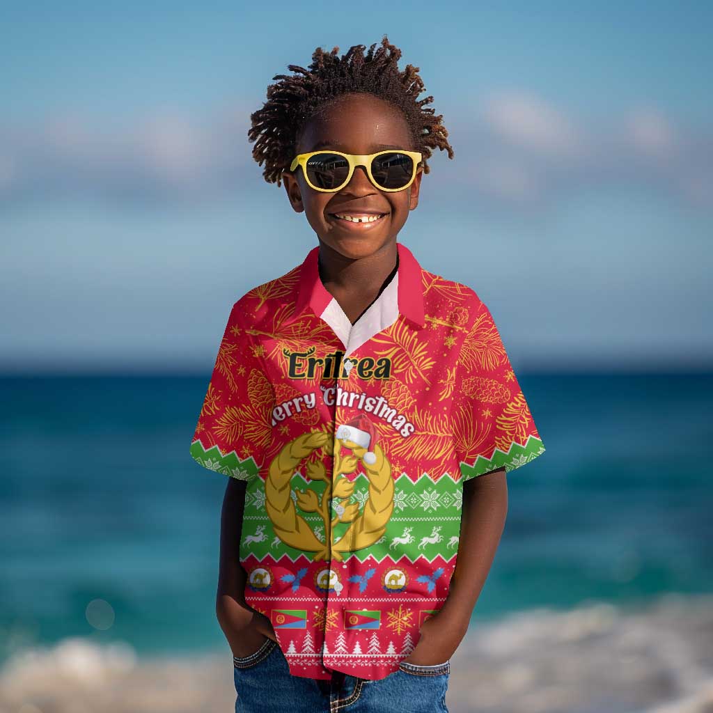 Personalised Eritrea Christmas Kid Hawaiian Shirt Eritrean Olive Santa Claus Merry Xmas