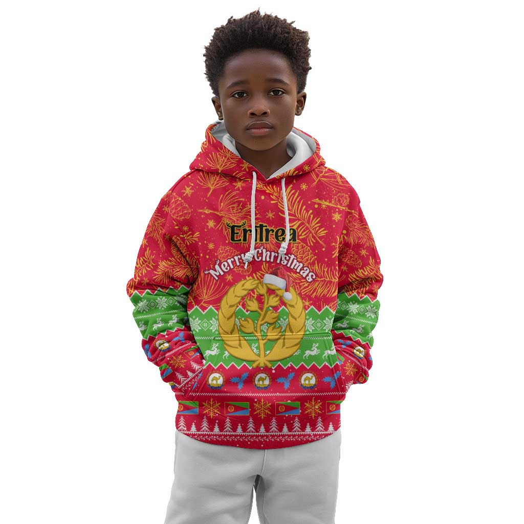 Personalised Eritrea Christmas Kid Hoodie Eritrean Olive Santa Claus Merry Xmas