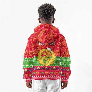 Personalised Eritrea Christmas Kid Hoodie Eritrean Olive Santa Claus Merry Xmas