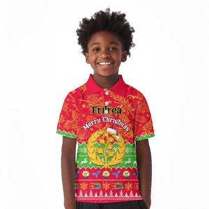 Personalised Eritrea Christmas Kid Polo Shirt Eritrean Olive Santa Claus Merry Xmas